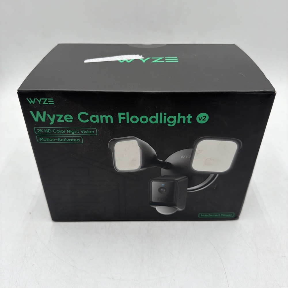 WYZE Wired Outdoor Wi-Fi Floodlight v2 Home Security Camera 2K Video BLACK